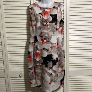 Calvin Klein Floral Print Scuba Sheath Dress